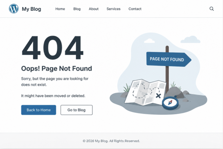 WordPress网站404页面错误示例
