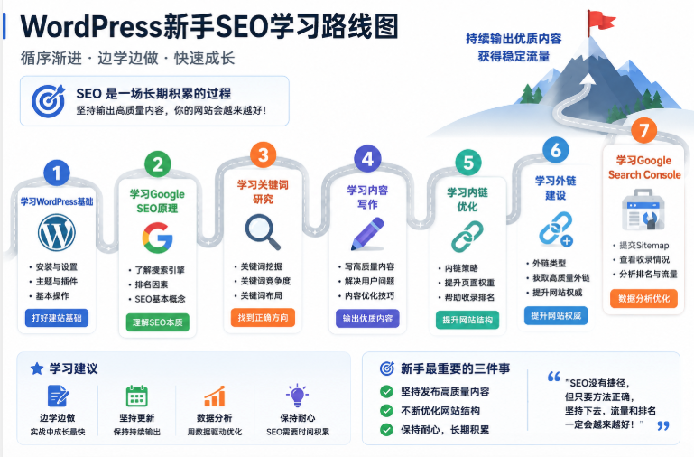 WordPress SEO learning roadmap and beginner guide for website growth