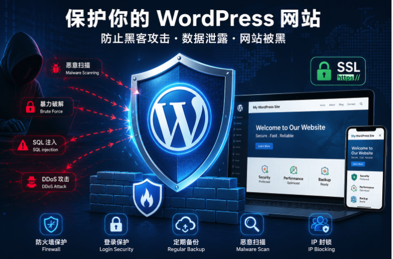 WordPress website security protection against hackers and cyber attacks