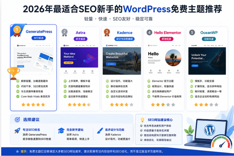 Best WordPress themes for SEO beginners in 2026