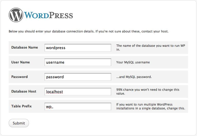 WordPress安装向导页面