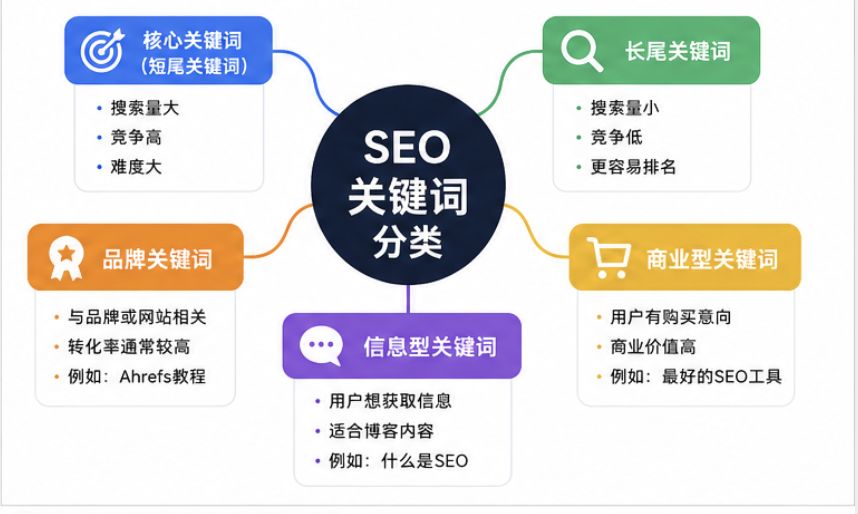 SEO关键词分类图