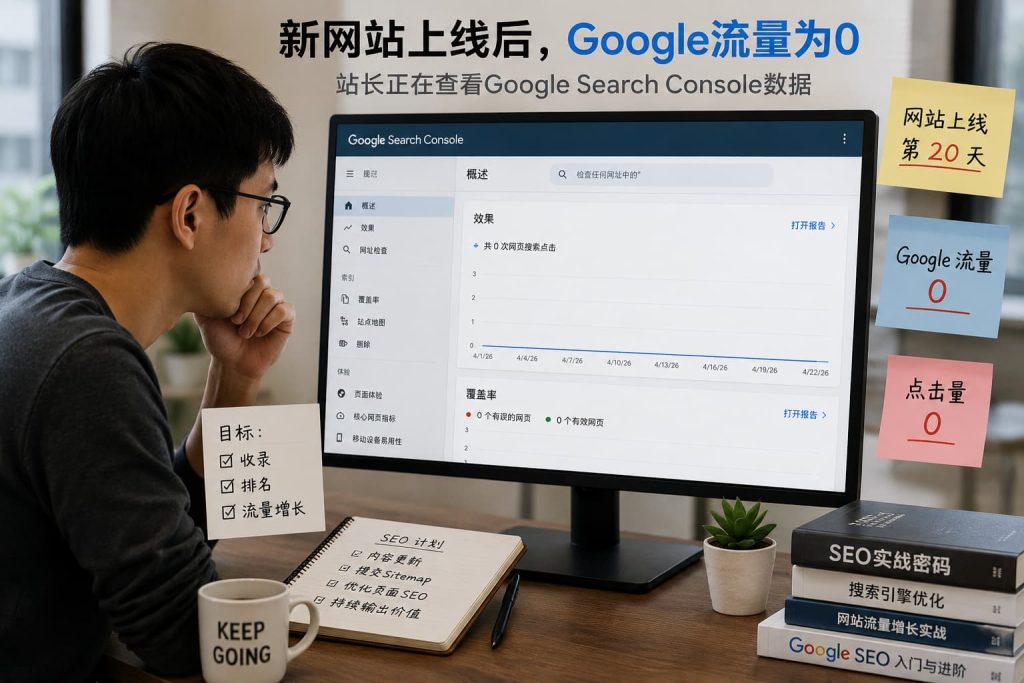 新网站上线后Google流量为0,站长查看Google Search Console数据