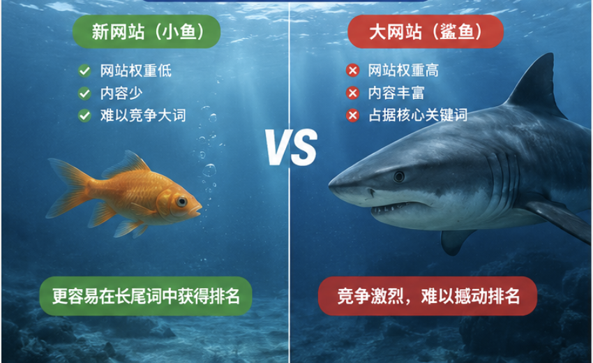 新网站 vs 大网站竞争对比图