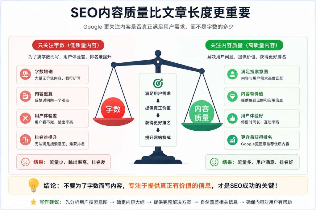 SEO内容质量比文章长度更重要