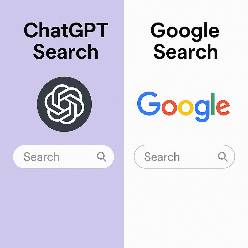 Google搜索 vs AI搜索 对比图