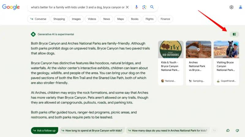 Google AI Overviews 搜索结果示意图
