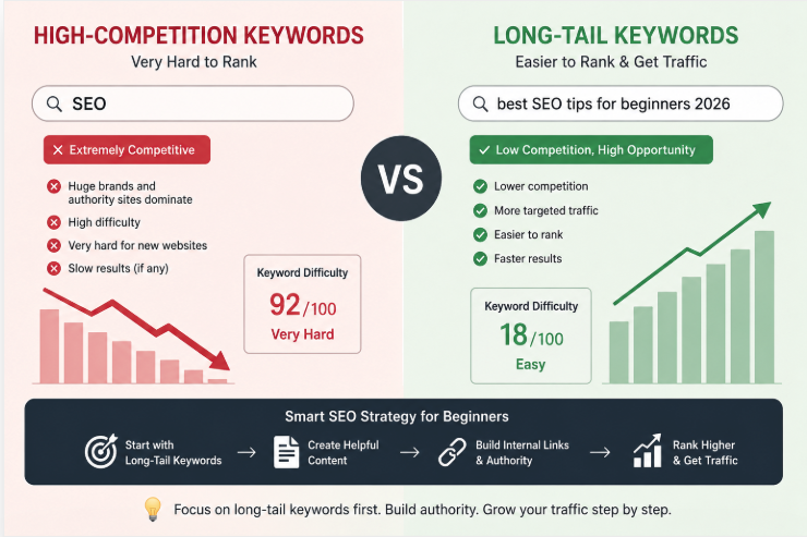 Long-tail keywords vs high-competition keywords SEO strategy
