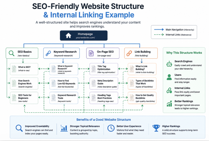 SEO website structure and internal linking example