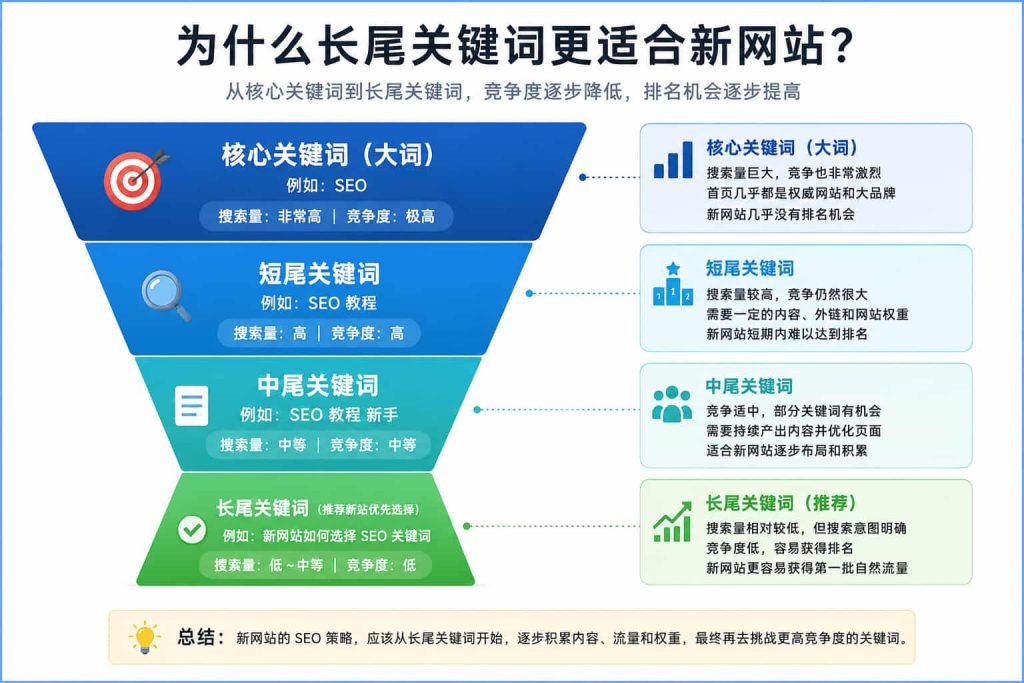 新网站如何选择关键词及长尾关键词SEO策略