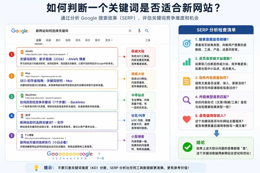 如何判断一个关键词是否适合新网站